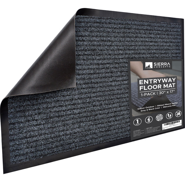 Classic Ribbed Stripe Door Mat Entryway, Indoor, Outdoor 30" x 17